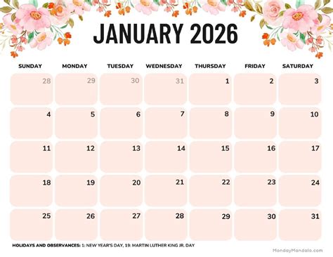 January 2026 Calendars (Free PDF Printables)