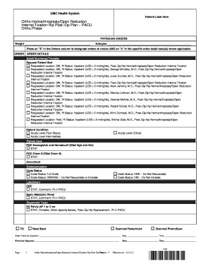 Fillable Online Ortho HemiarthroplastyOpen Reduction Internal Fixation ...