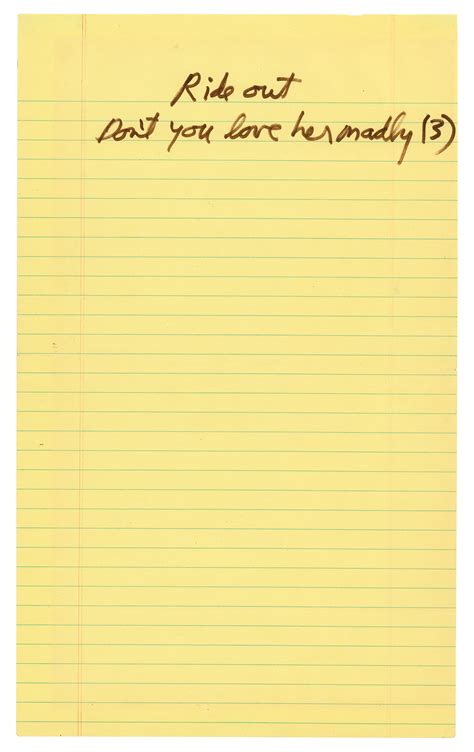 Jim Morrison Handwritten Lyrics for 'Love Her Madly' | RR