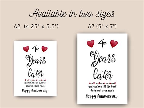 4th Anniversary Card, Four Year Anniversary Gift for Husband or Wife, 4 ...