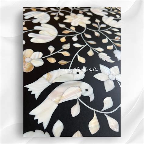 Aura Mother of Pearl Inlay Console Black | Mother Of Pearl Desk ...
