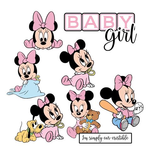Baby Minnie Mouse Clip Art Minnie Mouse Cute Disney Cartoon Customized