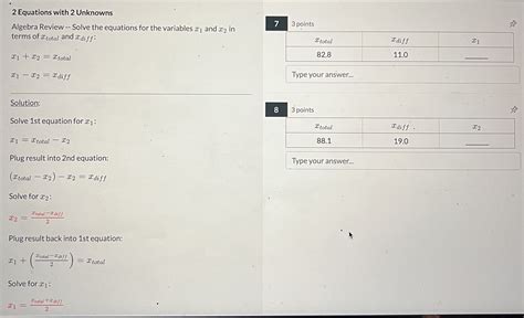 Solved 2 Equations with 2 Unknowns Algebra Review -- Solve | Chegg.com