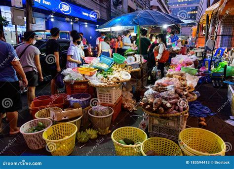 Bangkok, Thailand - May 12, 2020 : People Shopping at Night Street ...