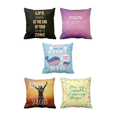 Buy TheYaYaCafe® 24X24 inches Set of 5 Cushion Covers Motivational ...