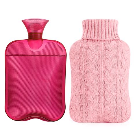 Samply 2L Large PVC Hot Water Bottle with Knitted Cover, Pink for Hot & Cold Therapy - Walmart.com