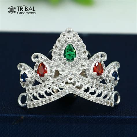 925 sterling silver antique stone design silver mukut (crown), amazing