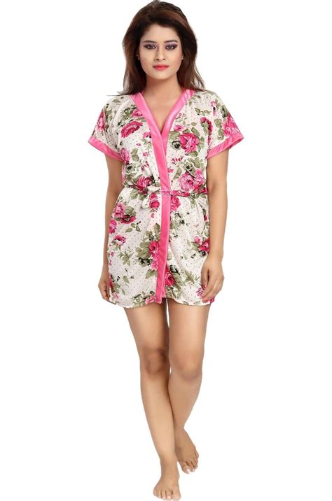 Buy Two Dots Women's Satin Nighty Robe with Bra and Panty Set (Free ...