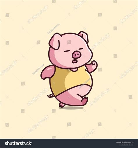 Fat Cartoon Pigs The Cute Fat Pig Smiling Vector Cartoon Illustration