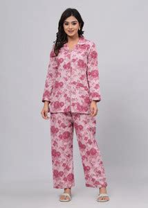 ARYAN TEXTILES Women Floral Print Pink Night Suit Set Price in India ...