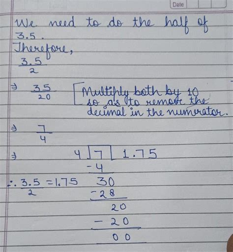 What is the half of 3.5, show method - Brainly.in