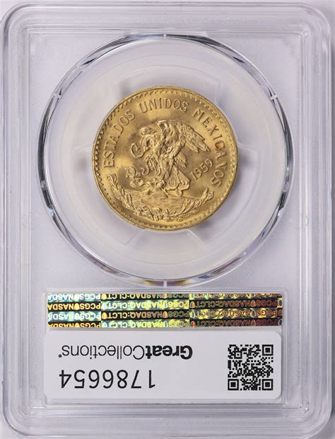 Mexico 1959 Gold 20 Pesos KM-478 PCGS MS-66 (AGW = 0.4822 Oz.) (Item ...