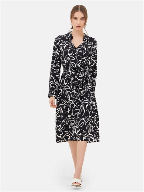 Cecilia Monochromatic Floral Printed Shirt Dress | Shop Now – KAZO