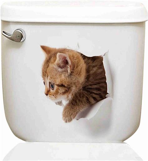 Nema 11 cm 3D Cat Hole View Cute Toilet Sticker - E Self Adhesive ...