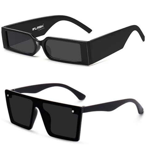 Buy IFLASH Unisex Square Non-Polarized Sunglasses Black Frame For Men ...