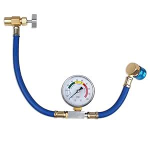 BACOENG R134a AUTO AC U-Charge Hose with Gauge and Can Tap HVAC ...