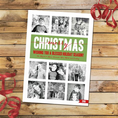 Custom photo Christmas card holiday card photo collage card