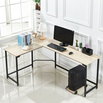 L-shaped Computer Corner Desk Wood board Steel frame India | Ubuy