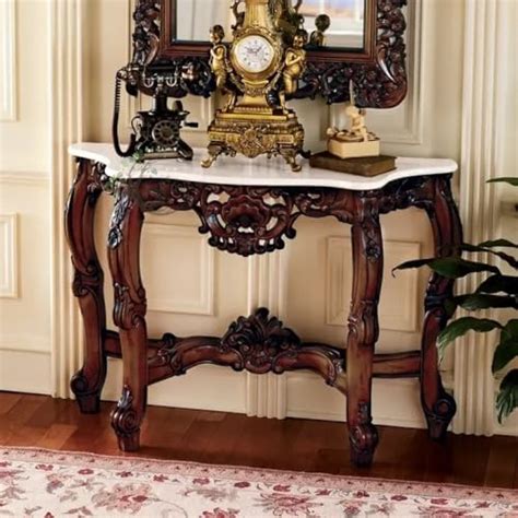 46Treeform Wooden Carved Console Table | Solid Mango Wood, Walnut Brown ...