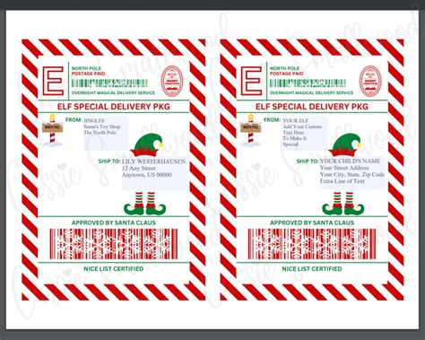 Editable Elf Mail Shipping Labels North Pole Stickers, Printable Santa ...