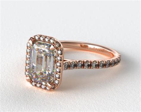 14K Rose Gold Pavé Set Engagement Ring (Emerald Center)-17352r14