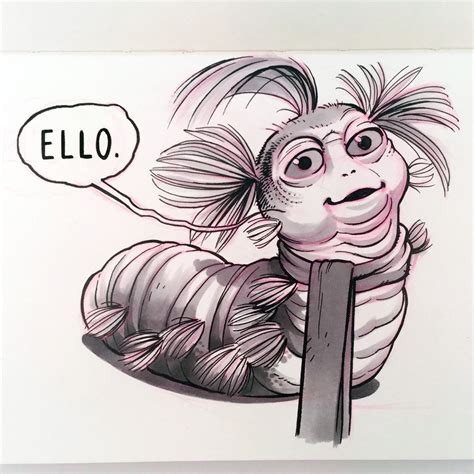 DMAC's Art Blog, The worm from Labyrinth, drawn at the bar last...