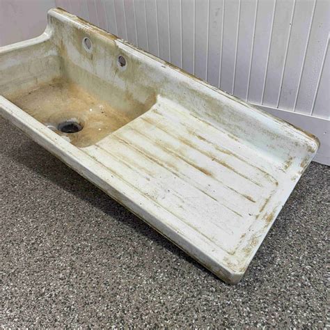 Antique Porcelain Sink With Drainboard