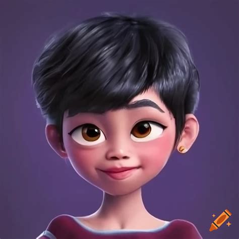 Pixie Cut Cartoon Cute Girl With Short Hair Cartoon Character