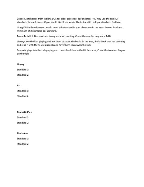 DAP practice ws (4) - nun - Choose 2 standards from Indiana DOE for ...