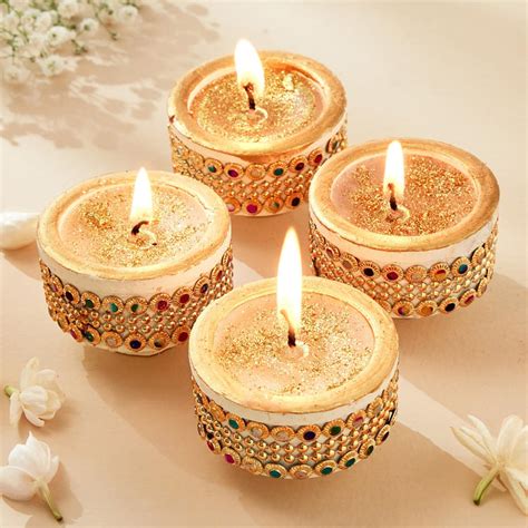 Buy Utsav Era Set of 4 Clay Handi Diya Candles from Home Centre at just ...