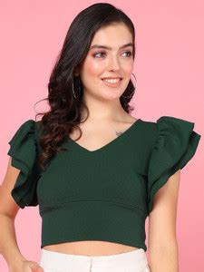 Mast & Harbour Casual Solid Women Green Top - Buy Mast & Harbour Casual ...