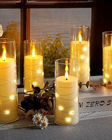 Buy LTETTES Real Wax LED Glass Pillar Flameless Candles | Faux Dancing ...