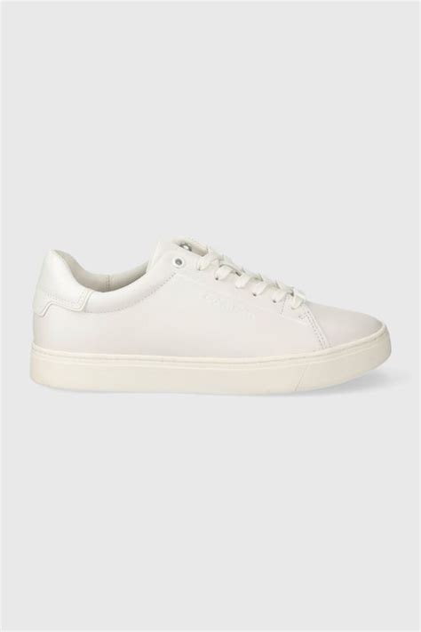 Calvin Klein sneakersy skórzane CLEAN CUPSOLE LACE UP kolor biały ...