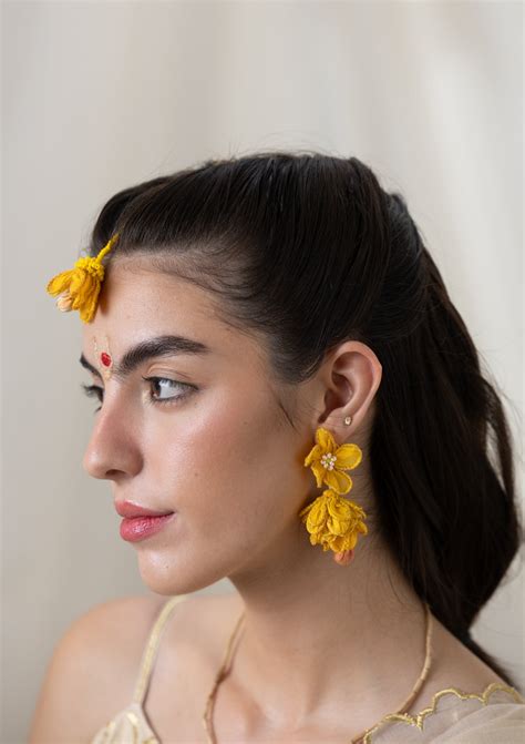 Handmade Zahrah Yellow Floral Earrings | Diaries of Nomad