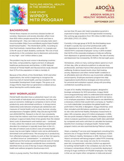 AW Mitrcase Study Final - BACKGROUND Mental illness imposes an enormous ...