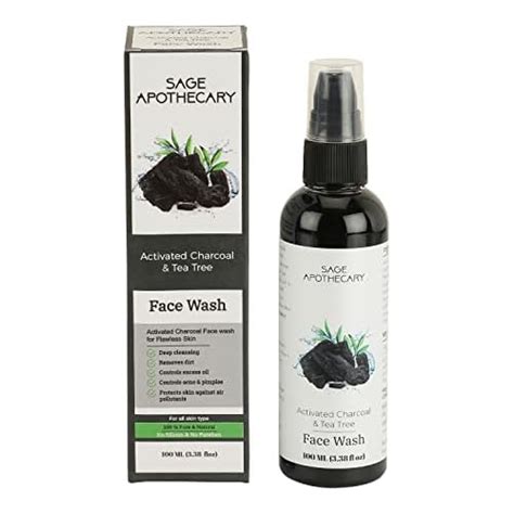 Sage Apothecary 100% Natural Charcoal, Aloe Vera & Tea Tree Face Wash ...