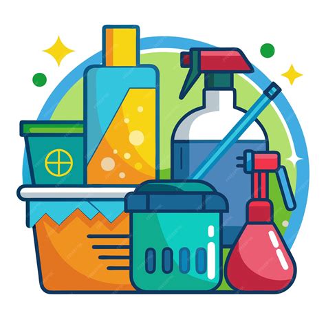 Cleaning products clip art and Vector Design With a White Background ...