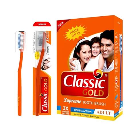 Buy Classic Gold Supreme Medium Manual Toothbrush For Adults | With ...