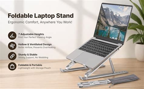 HAMERA ENTERPRISES Laptop Stand Adjustable Foldable Metal Laptop Riser ...