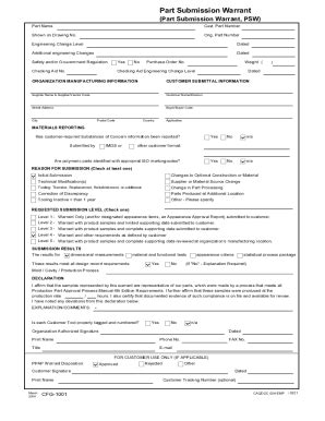 Fillable Online PPAP Part Submission Warrant - InspectionXpertPart ...