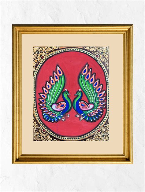 Buy Exclusive Ganjifa Art Framed Painting - The Ornate Peacock Online