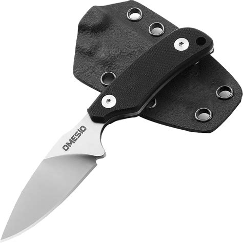 Omesio Compact Small Fixed Blade Knife with Clip, Hunting Knife with ...