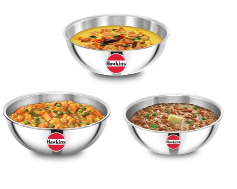 Hawkins Kitchen Pack Triply Stainless Steel Metro Kadhai, Tasla, Kadai ...