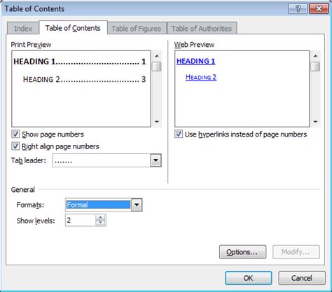 Word Table of Contents Tutorial 的图像结果
