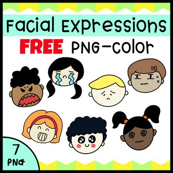 Free- Kids Emotions/ Facial Expressions Clip-Art/ 7 png files-(300 DPI)