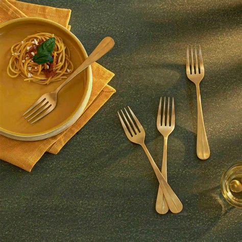 Dinner Fork S/4 Champagne Gold Matt Finish – ellementry