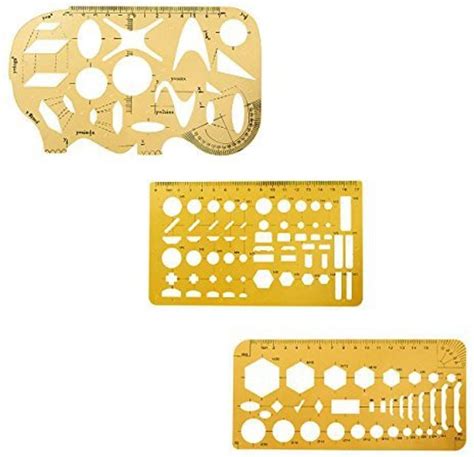 Genrc Drawing Template Ruler 3 Pack Geometric Shape Ruler Stencil Ruler ...