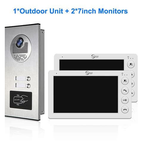 7 Inch 4 Wired Video Intercom for 2 Unit Multi Apartment Video Doorbel ...