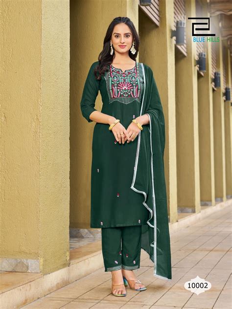 Blue Hills Jannat Thread Work Kurti Bottom With Dupatta Collection