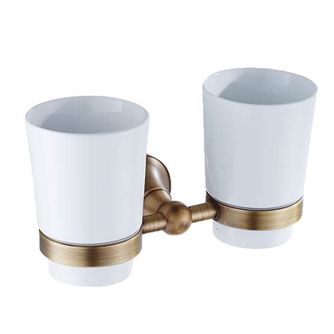 ANGELDEAL Bathroom Double Tumbler Holders Wall-Mounted Toothbrush ...